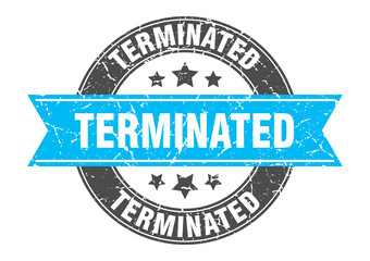 Fototapeta premium terminated round stamp with ribbon. label sign