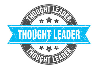 thought leader round stamp with ribbon. label sign