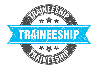 traineeship round stamp with ribbon. label sign