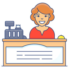 
A professional avatar, cashier icon in flat vector 
