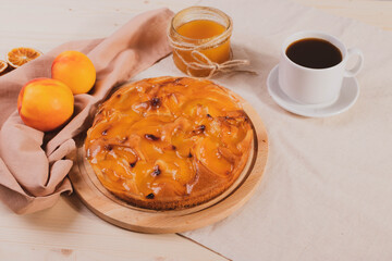 delicious natural homemade peach apricot cinnamon and honey pie 