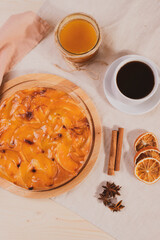 delicious natural homemade peach apricot cinnamon and honey pie 