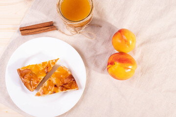 delicious natural homemade peach apricot cinnamon and honey pie 