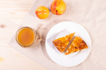 delicious natural homemade peach apricot cinnamon and honey pie 