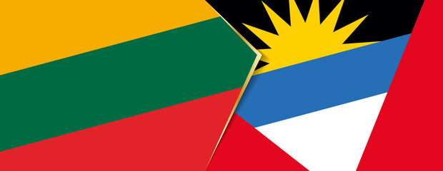 Lithuania and Antigua and Barbuda flags, two vector flags.