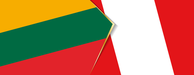 Lithuania and Peru flags, two vector flags.