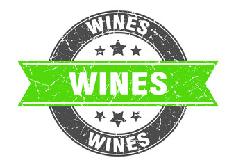 wines round stamp with ribbon. label sign