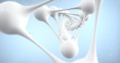 Closeup The DNA, White Molecules that are laid out in an orderly row. 3D illustration. molecule