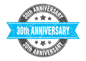 30th anniversary round stamp with ribbon. label sign