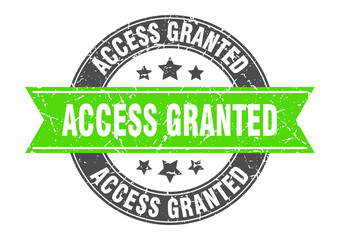 access granted round stamp with ribbon. label sign