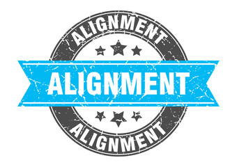 alignment round stamp with ribbon. label sign