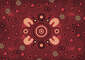 Illustration based on aboriginal style of background for fabric and textile