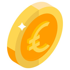Obraz premium Euro coin icon in isometric design. 