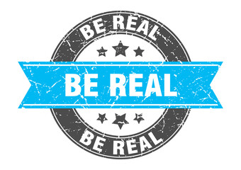 be real round stamp with ribbon. label sign