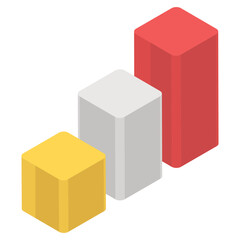 Obraz premium Bar chart representing a data analytics, isometric icon design 
