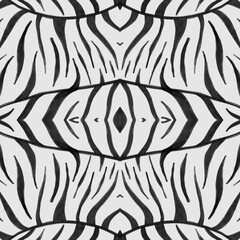 Seamless Zebra Pattern. Watercolor Animal Skin. 