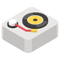 
Retro vinyl icon in isometric design, old musical instrument 
