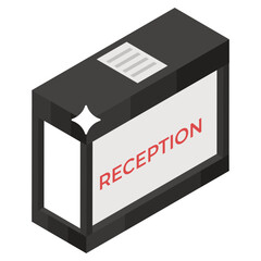 
Welcome front desk, isometric icon of reception vector design 
