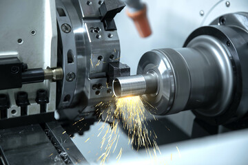 Cutting tool metalworking in manufacturing process by machining.