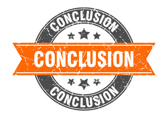 conclusion round stamp with ribbon. label sign