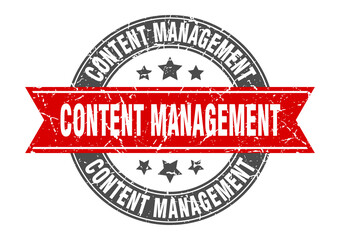 Obraz premium content management round stamp with ribbon. label sign