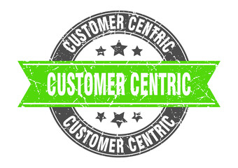Obraz premium customer centric round stamp with ribbon. label sign