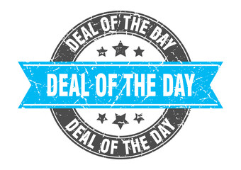 Obraz premium deal of the day round stamp with ribbon. label sign