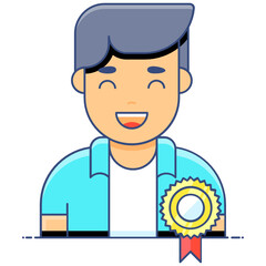 
Employee of month vector, flat icon 
