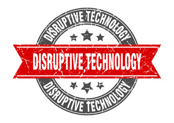 disruptive technology round stamp with ribbon. label sign