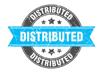 distributed round stamp with ribbon. label sign