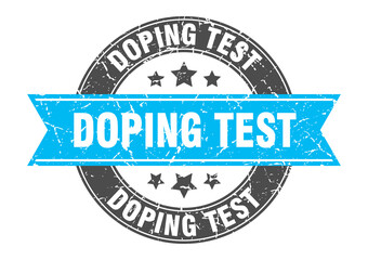 doping test round stamp with ribbon. label sign