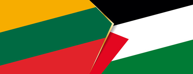 Lithuania and Palestine flags, two vector flags.