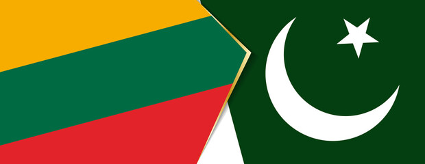 Lithuania and Pakistan flags, two vector flags.