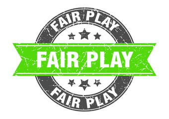 fair play round stamp with ribbon. label sign