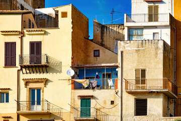 Sciacca Italy 03/21/2017 City panorama on the houses of the town of Sciacca Sicily Italy - obrazy, fototapety, plakaty