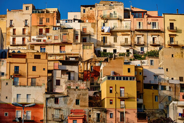 Fototapeta na wymiar Sciacca Italy 03/21/2017 City panorama on the houses of the town of Sciacca Sicily Italy