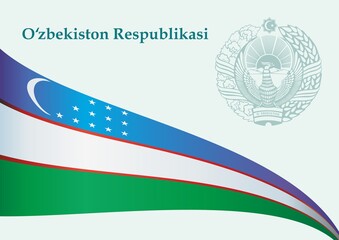 Flag of Uzbekistan, Republic of Uzbekistan. Template for award design, an official document with the flag of Uzbekistan. Bright, colorful vector illustration