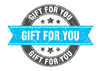 Fototapeta premium gift for you round stamp with ribbon. label sign