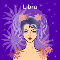 Elegant gentle girl with a fantastic hairdo.Sign of the zodiac Libra.Signs of the zodiac air disaster






