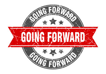 going forward round stamp with ribbon. label sign