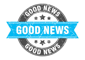 good news round stamp with ribbon. label sign