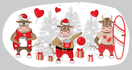 Year of the bull 2021. New year illustration. Vector.