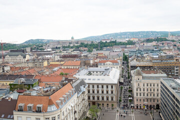 Fototapeta na wymiar Panorama of Budapest Hungary from the tower of famous St Istvan cathedral 