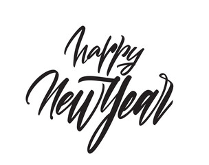 Fototapeta na wymiar Vector hand lettering of Happy New Year on white background.
