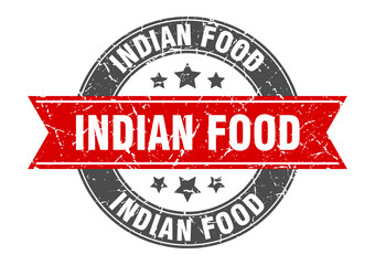 indian food round stamp with ribbon. label sign