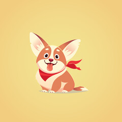 Cute cartoon dog. Smiling puppy. Vector animals. Pet. Corgi breed.