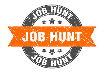 job hunt round stamp with ribbon. label sign