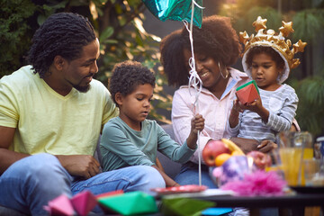 young afro-american family at party