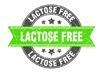 lactose free round stamp with ribbon. label sign