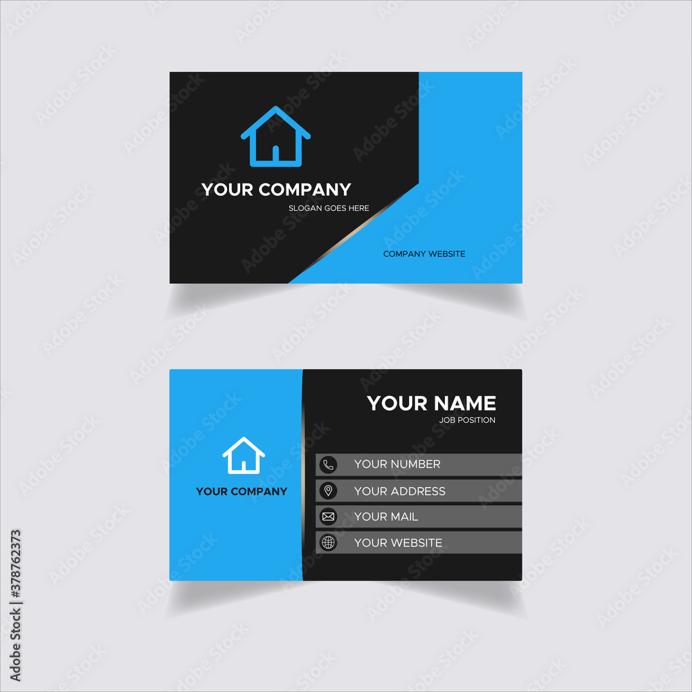 Wall mural creative dark black and blue colored business card stock vector template